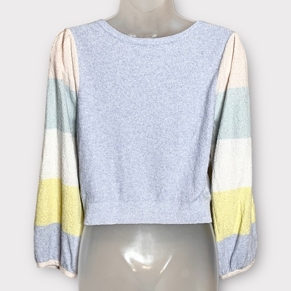 LOVESHACKFANCY Aidyn Cropped Pastel Color Block Button Cardigan Size Small - Picture 4 of 7